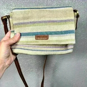 ROSETTI Woven Fabric Crossbody Purse Beachy Earthy Striped Women Small